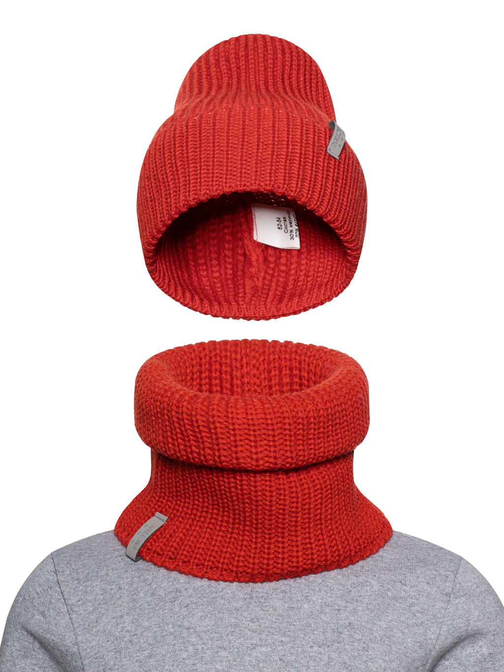 Комплект вязаный красный Ш-118 (56-58)