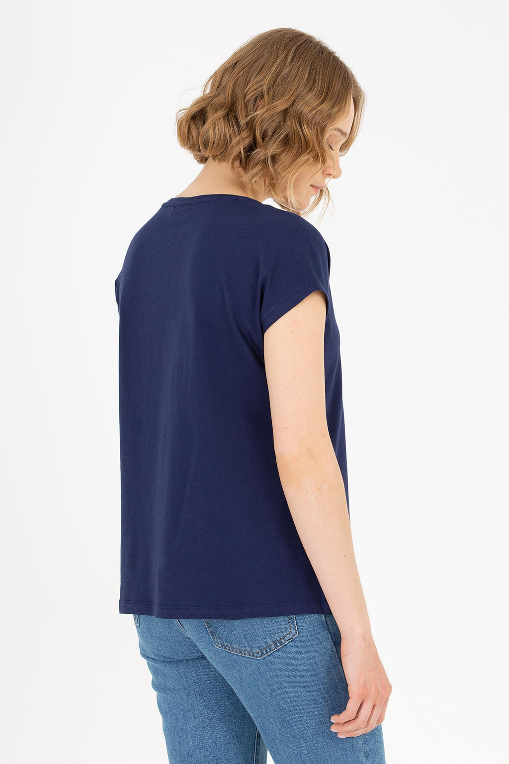 Kad_n Lacivert Bisiklet Yaka Ti__rt - U.s. polo assn фото 5