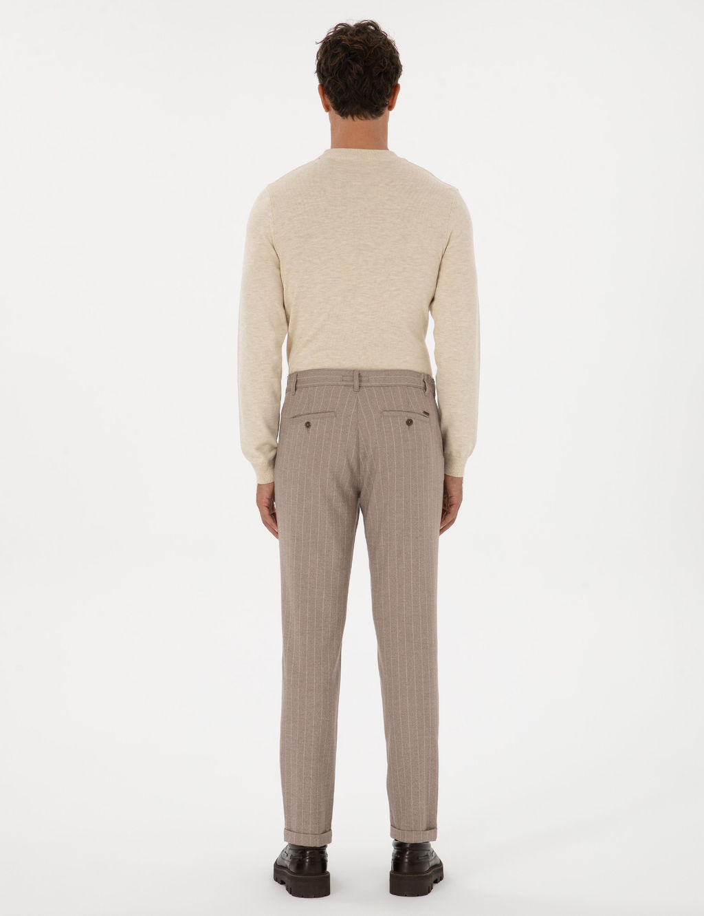 Bej _izgili Carrot Fit Beli Lastikli Kordonlu Kanvas Pantolon - Pierre cardin фото 4