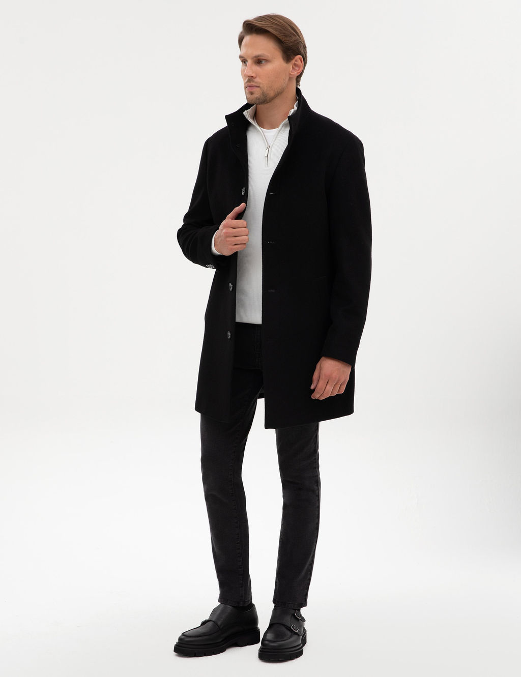 Siyah Slim Fit Palto - Pierre cardin фото 4