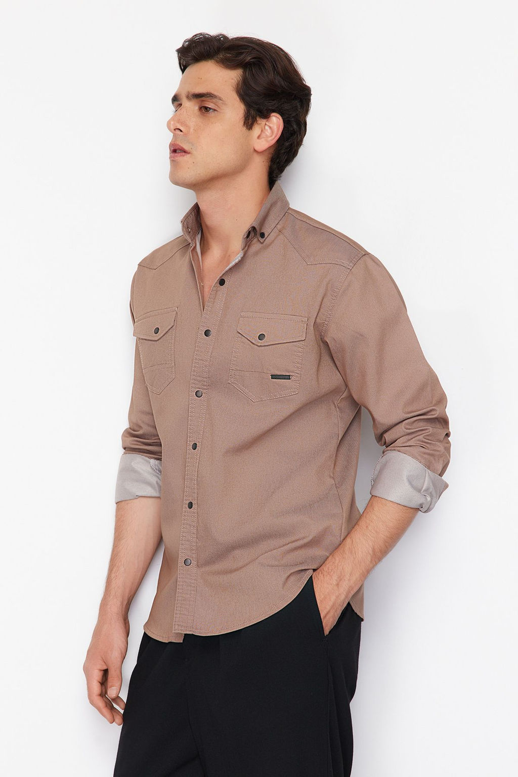 TRENDYOL MAN Koyu Haki Regular Cift Cepli Denim Kot Gomlek TMNSS24GO00081 - Trendyolmilla фото 15