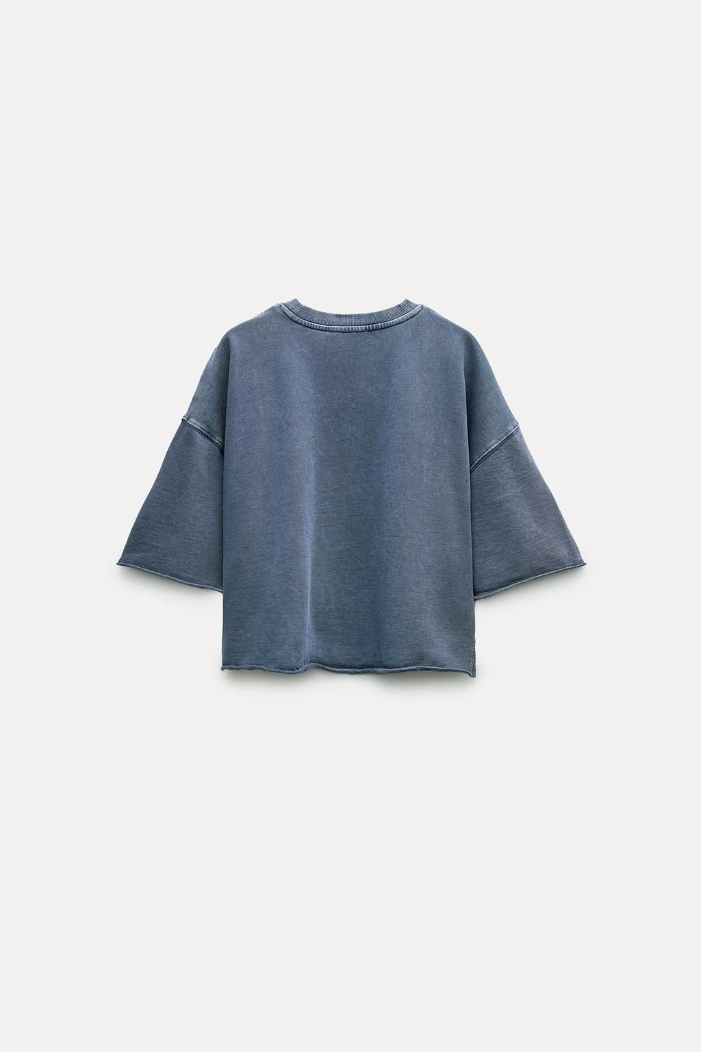 SHORT SLEEVE RIBBED PLUSH SWEATSHIRT - Zara фото 19