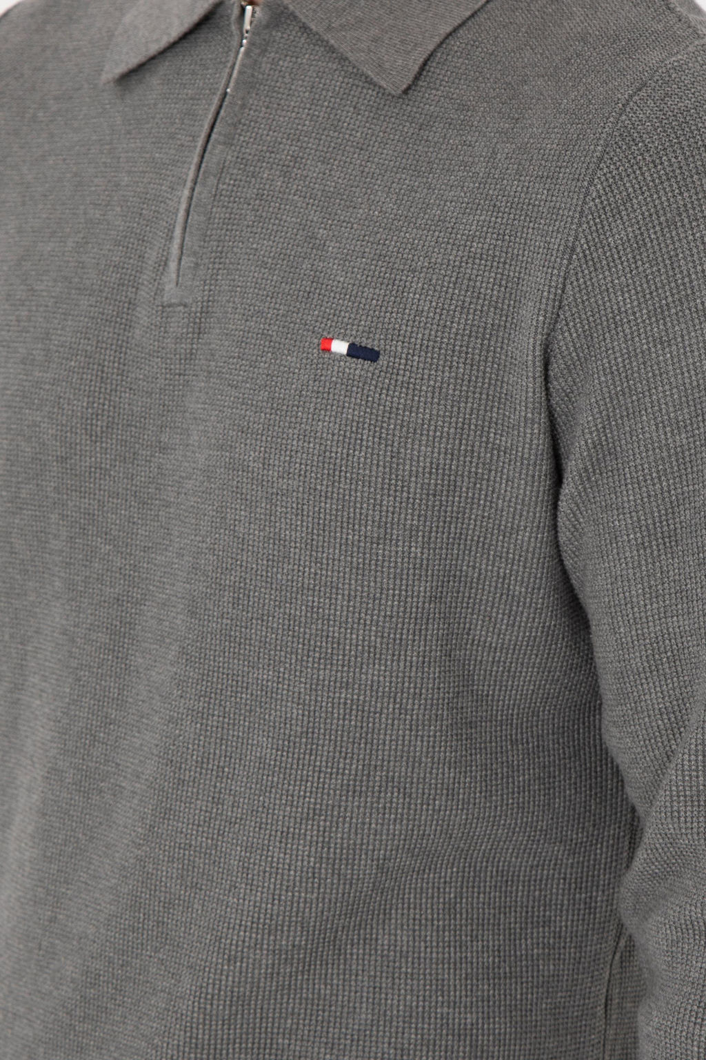 Erkek Regular Fit Yar_m Fermuarl_ Gri Melanj Basic Kazak - U.s. polo assn фото 7