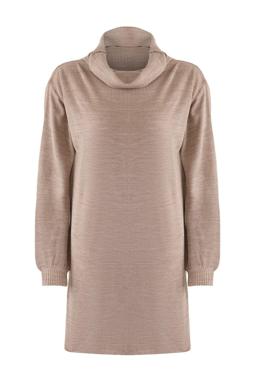 Bej Mini Triko Genis Kal?p Elbise TWOAW23EL00026