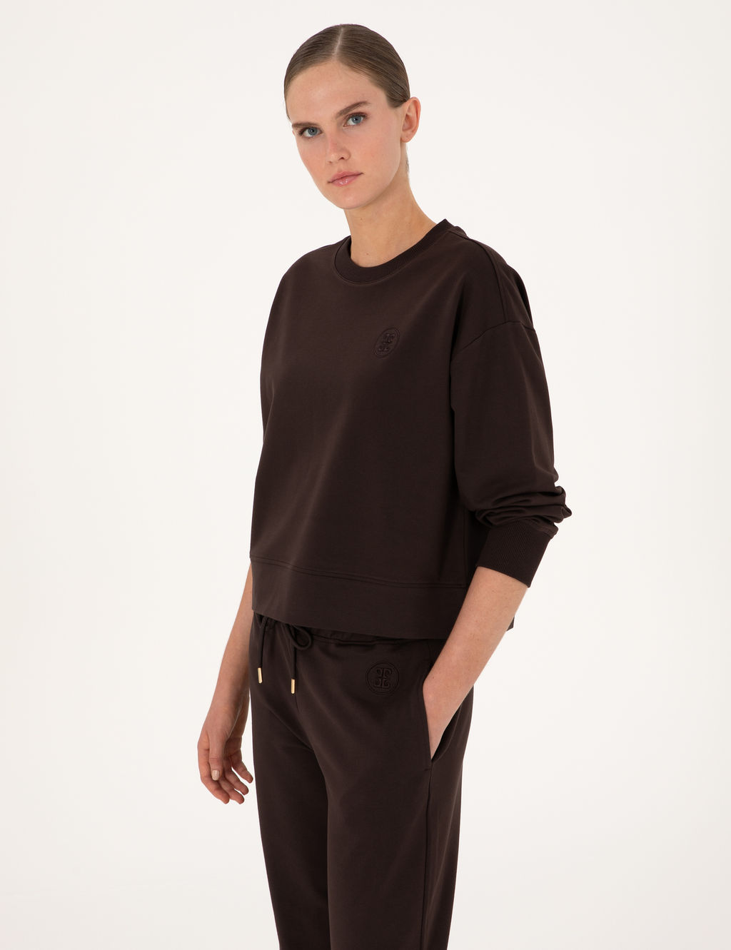 Kahverengi Oversize 2 _plik Sweatshirt