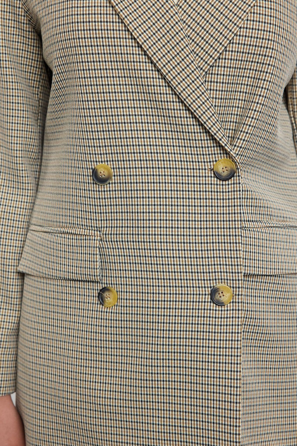 TRENDYOLMILLA Kahverengi Kazayag? Desenli Dokuma Blazer Ceket TWOAW25BC00036  фото 4