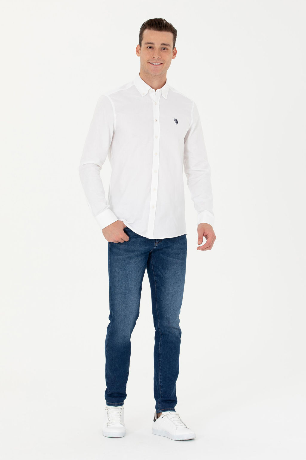 Мужская белая базовая рубашка с длинным рукавом Неожиданная скидка в корзине - U.s. polo assn фото 2