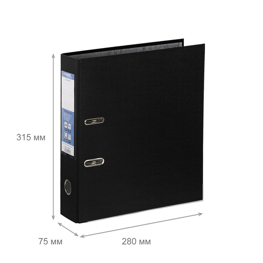 Expert Complete Регистратор PVC, мет.уг. 75 мм 10 шт. Premier A4 арочный механ. лён черный EC1022215