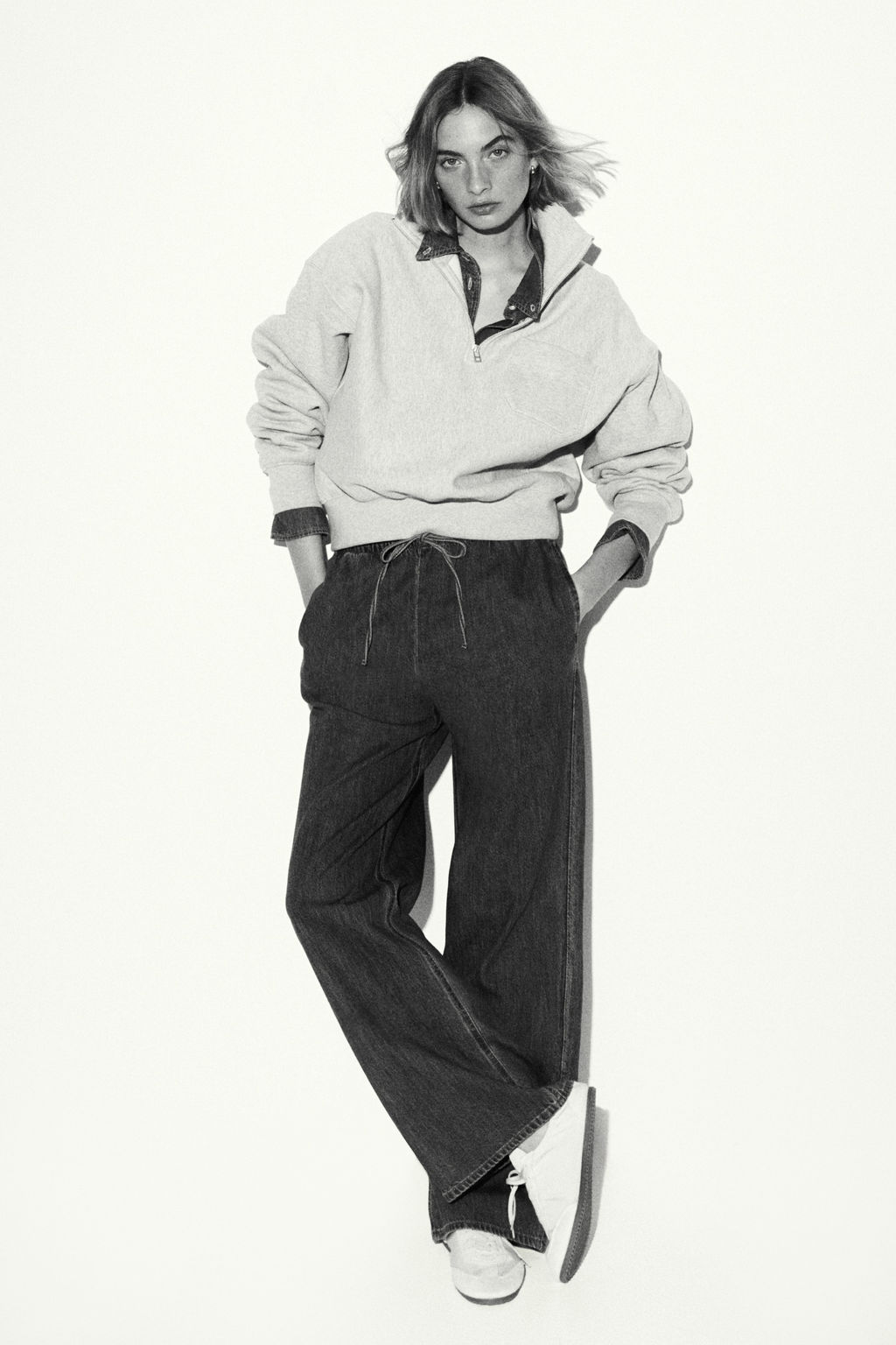 Pantal?n denim con cord?n de ajuste - H&m фото 6