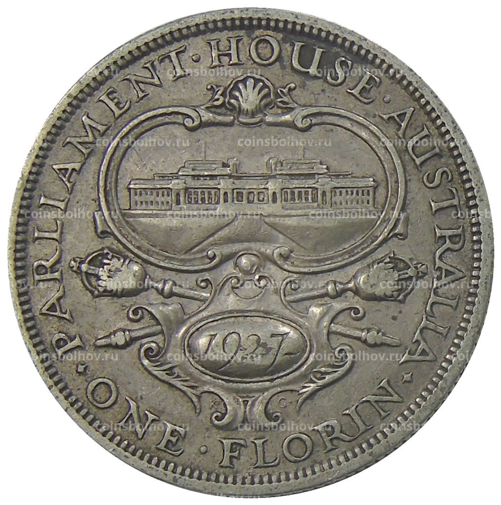 Монета 1 флорин 1927 года Австралия Открытие здания парламента в Канберре