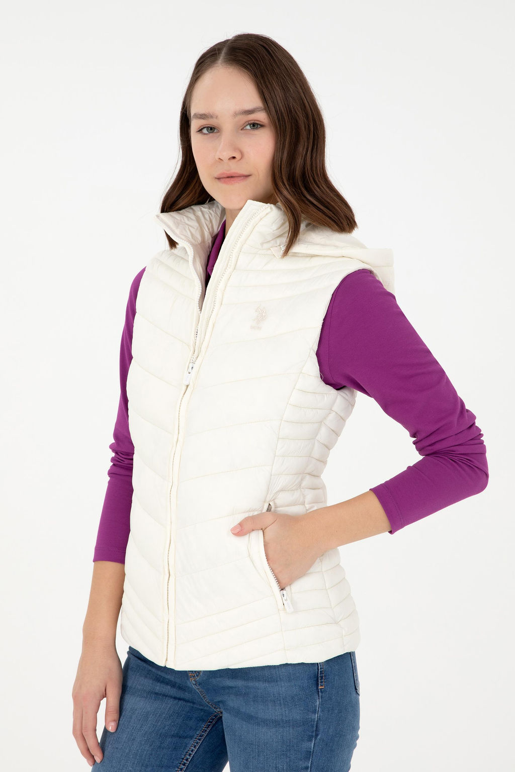 Женский кремовый жилет Неожиданная скидка в корзине - U.s. polo assn фото 3