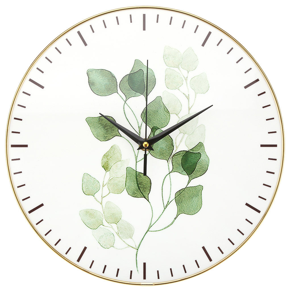 Часы настенные "Флора" д30х2,7см, мягкий ход, циферблат фотопечать, МДФ с золотой окантовкой, без стекла, в коробке (Китай)