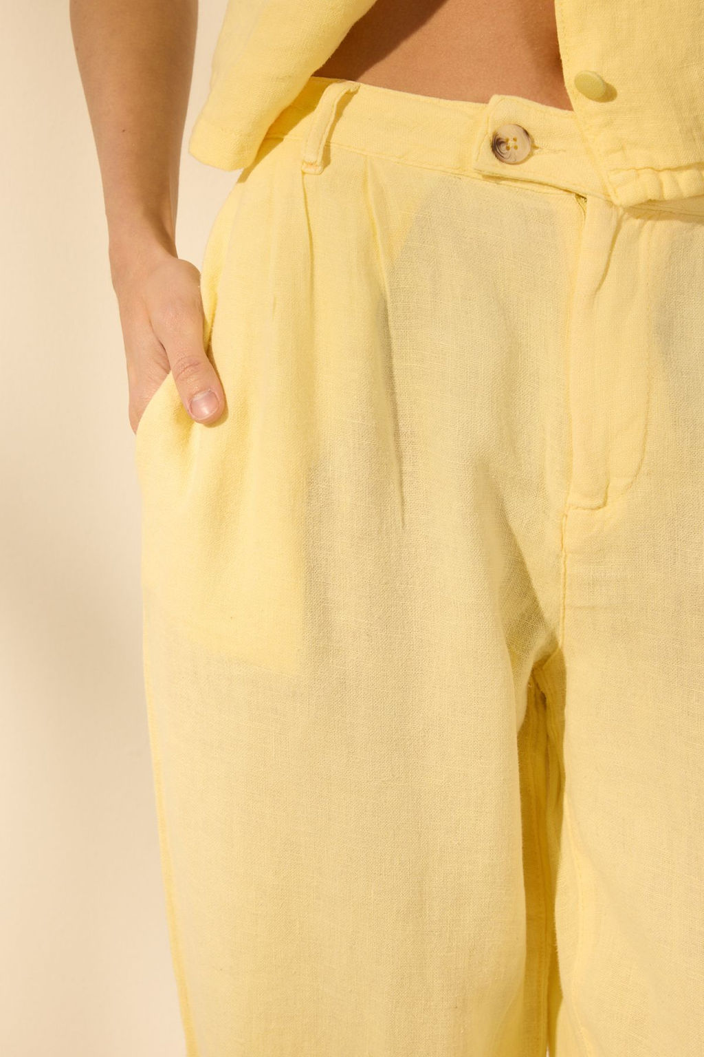 Gul Kurusu %100 Keten Pileli Yuksek Bel Wide Leg Pantolon TWOSS24JE00245 - Trendyolmilla фото 17