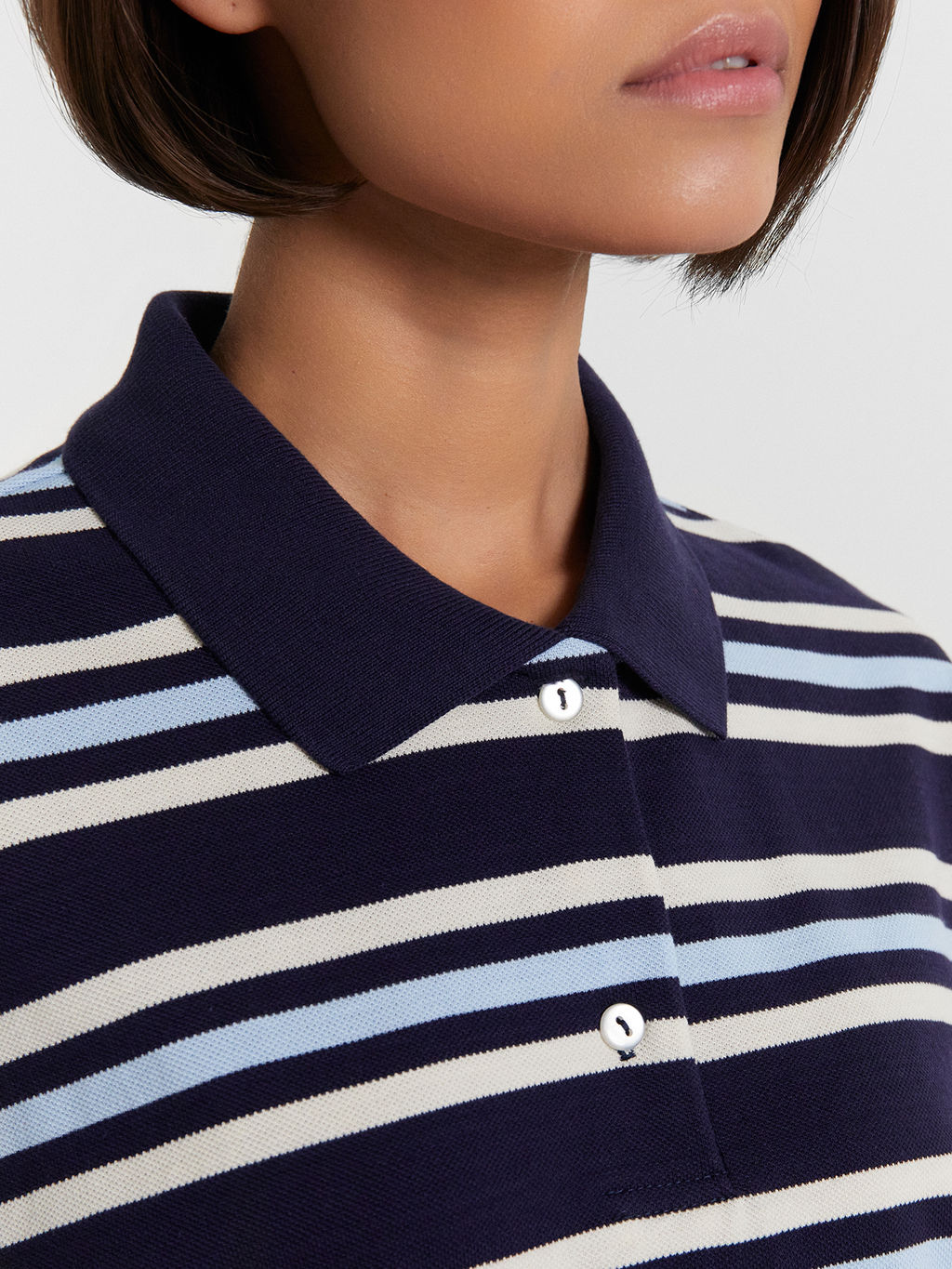 Поло женское синее в полоску