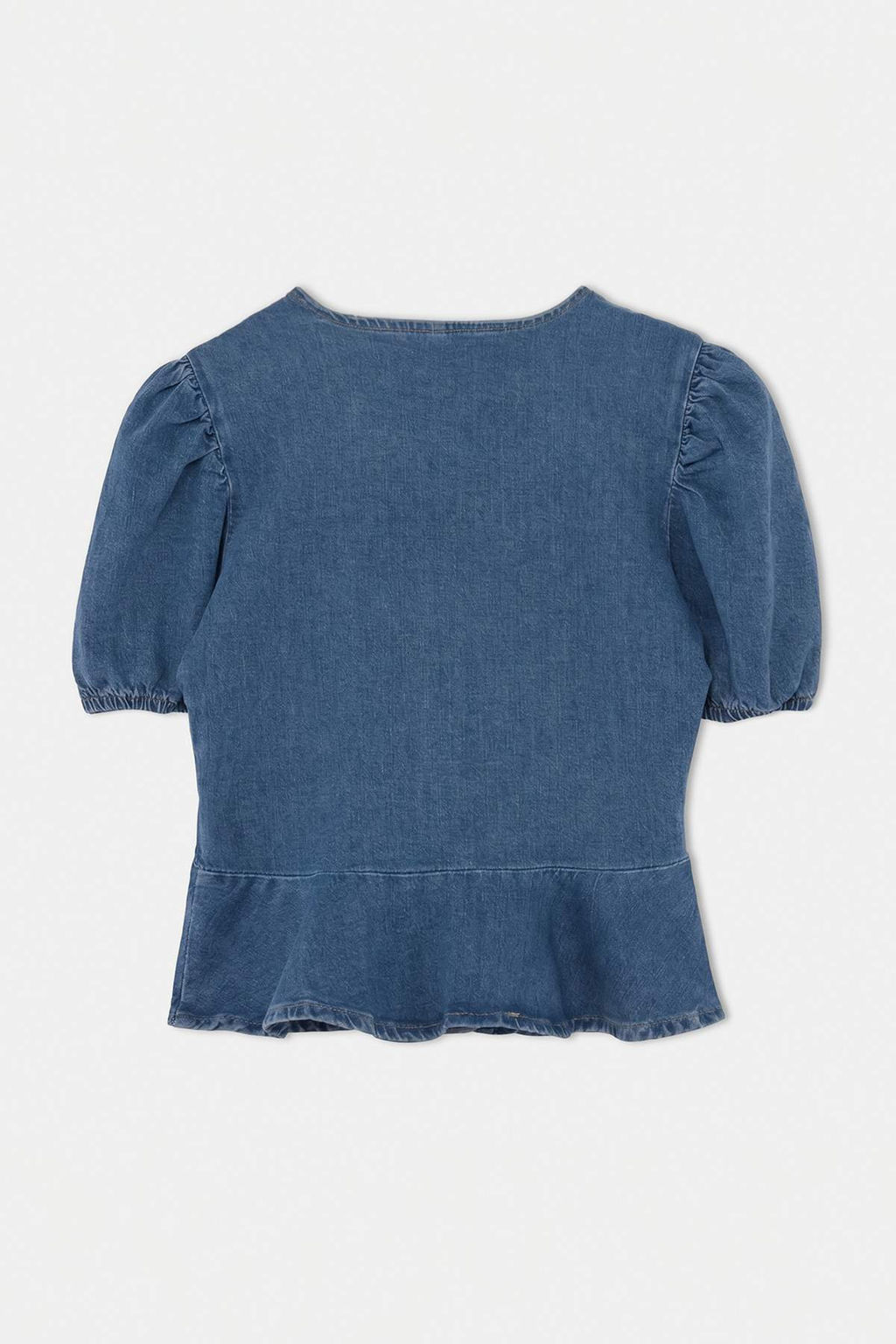 Mavi Balon Kollu D__me Detayl_ Peplum Denim Bluz TWOAW27BZ00037 - Trendyolmilla фото 9