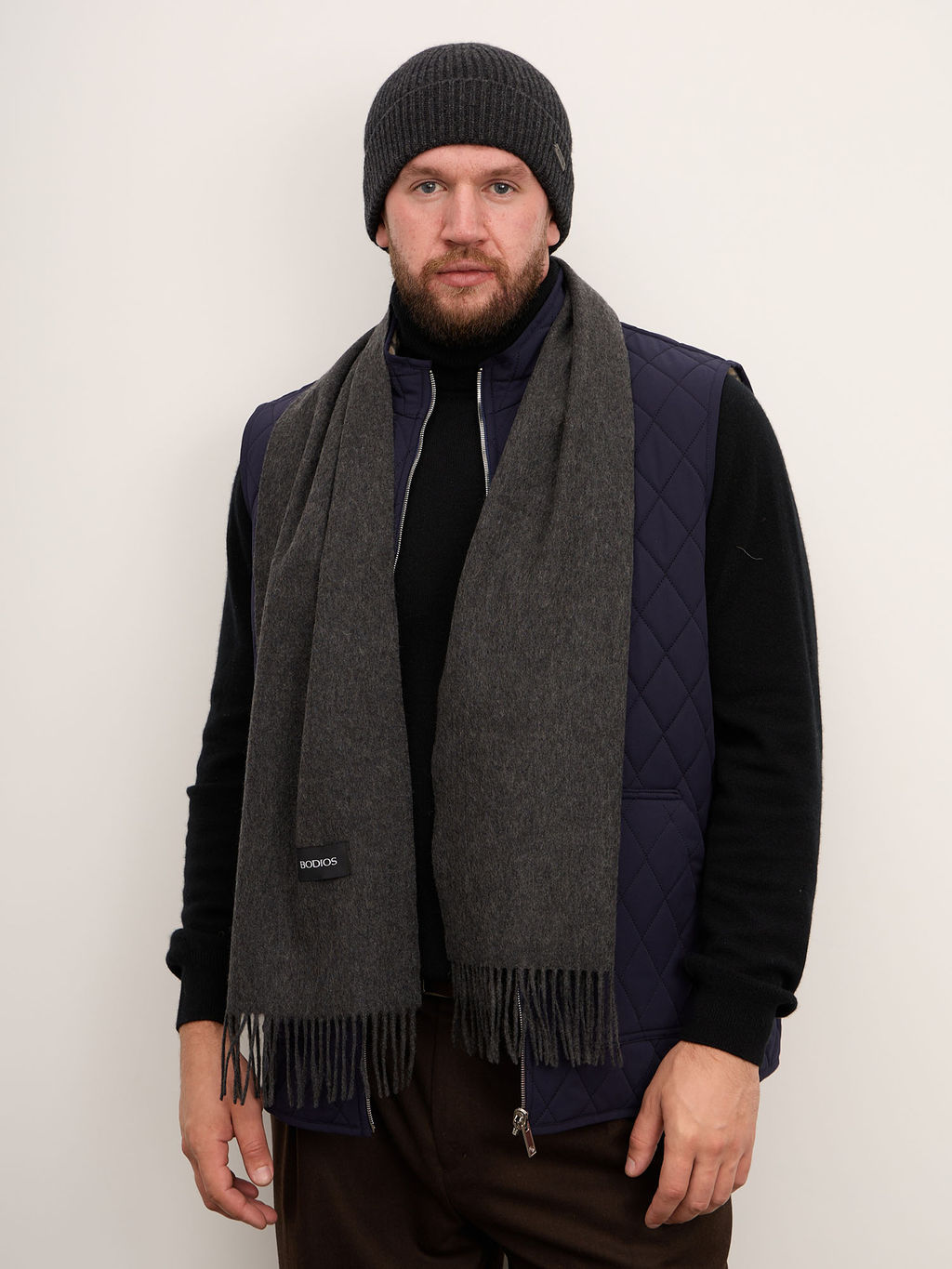 Шарф из кашемира 12219n темно-серый