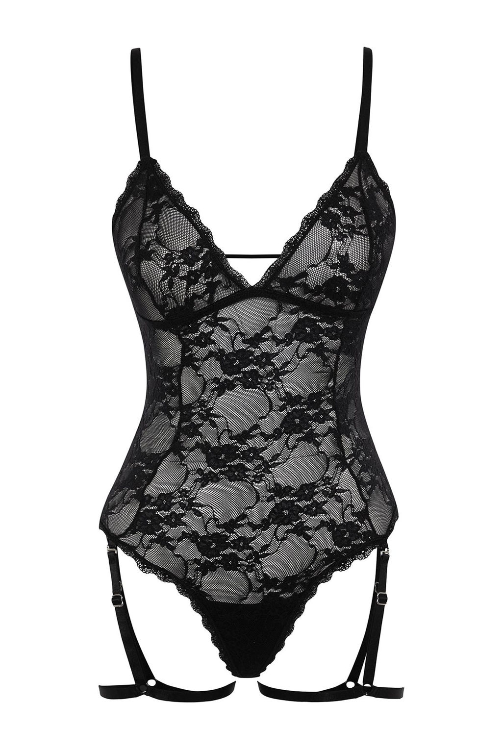 TRENDYOLMILLA Siyah Dantelli C?kar?labilir Jartiyerli Ajurlu/Delikli Ip Ask?l? C?tc?tl? Orme Body THMAW25BD00002  фото 7