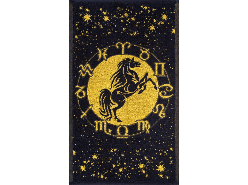 Полотенце махровое 6с104.411ж1 Зодиак-лошадь(т.желтый) 67х40см