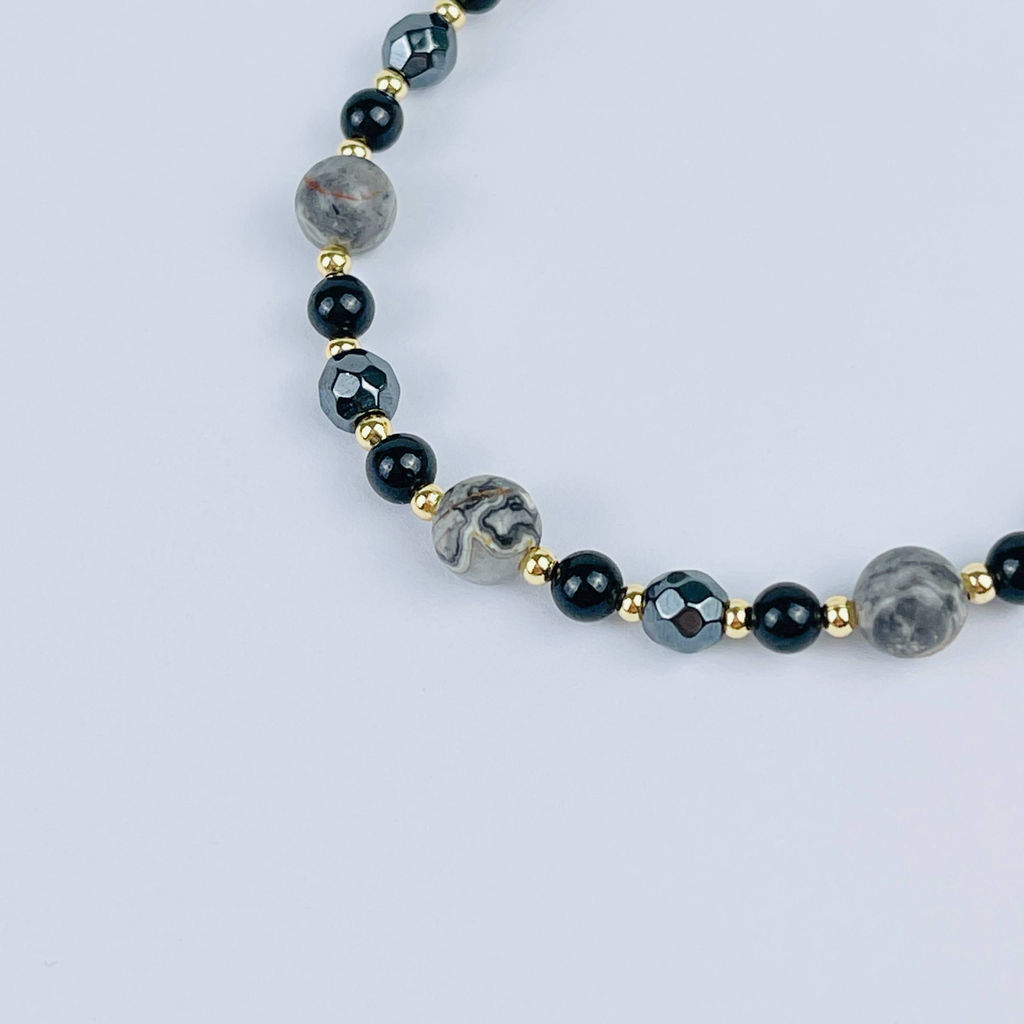 Браслет регулируемый (на защиту) из Яшмы, Турмалина и Гематита - Радуга самоцветов фото 4