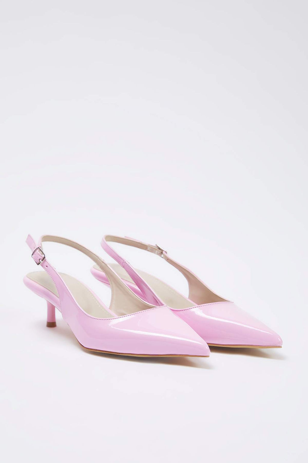 Pembe Rugan Sivri Burun Kad?n 4 cm Kitten Topuklu Ayakkab? TAKSS25TO00005