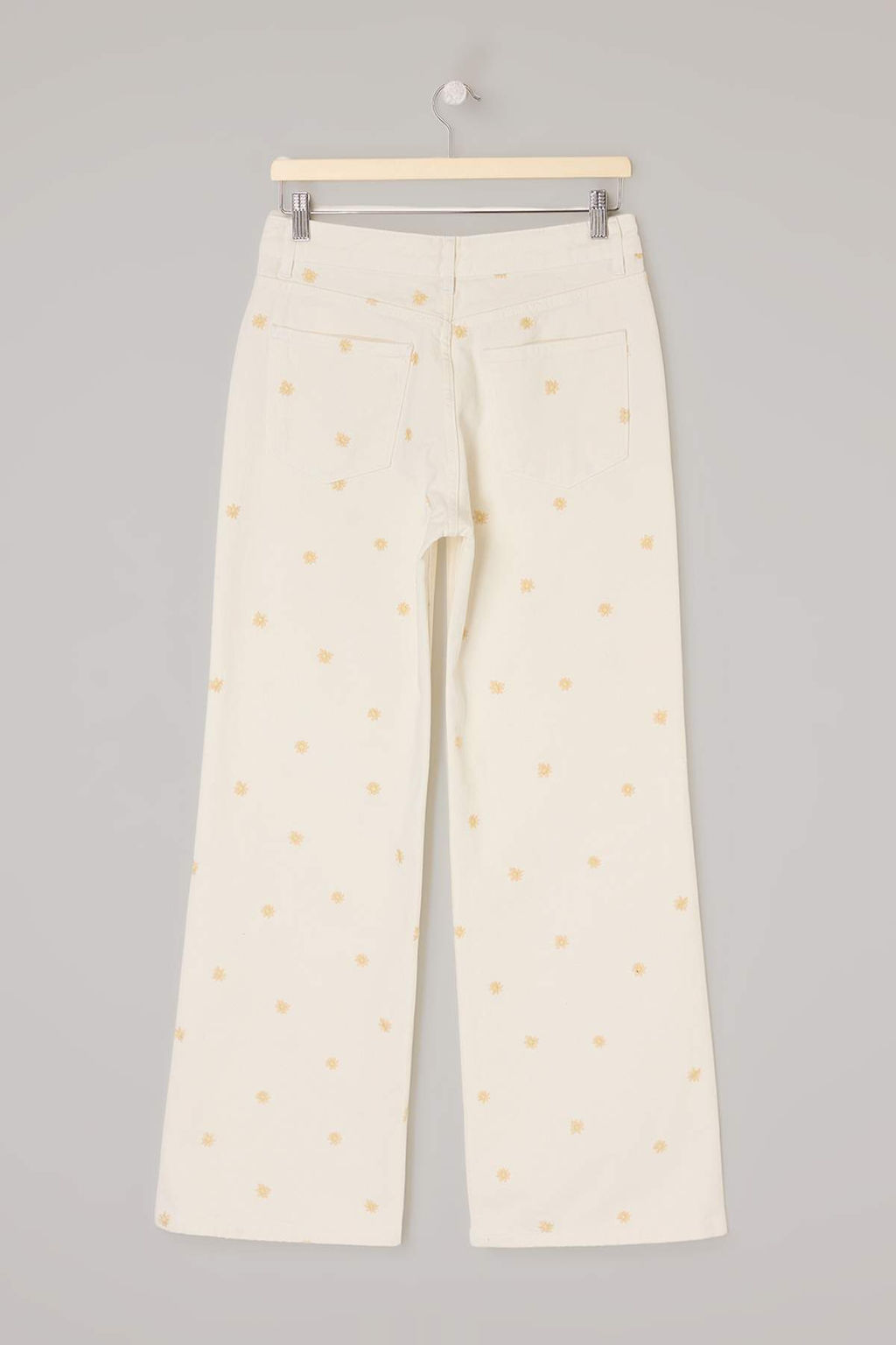 Beyaz Yuksek Bel Wide Leg Cicek Nak?sl? %100 Pamuklu Jeans TWOSS26JE00226 - Trendyolmilla фото 2