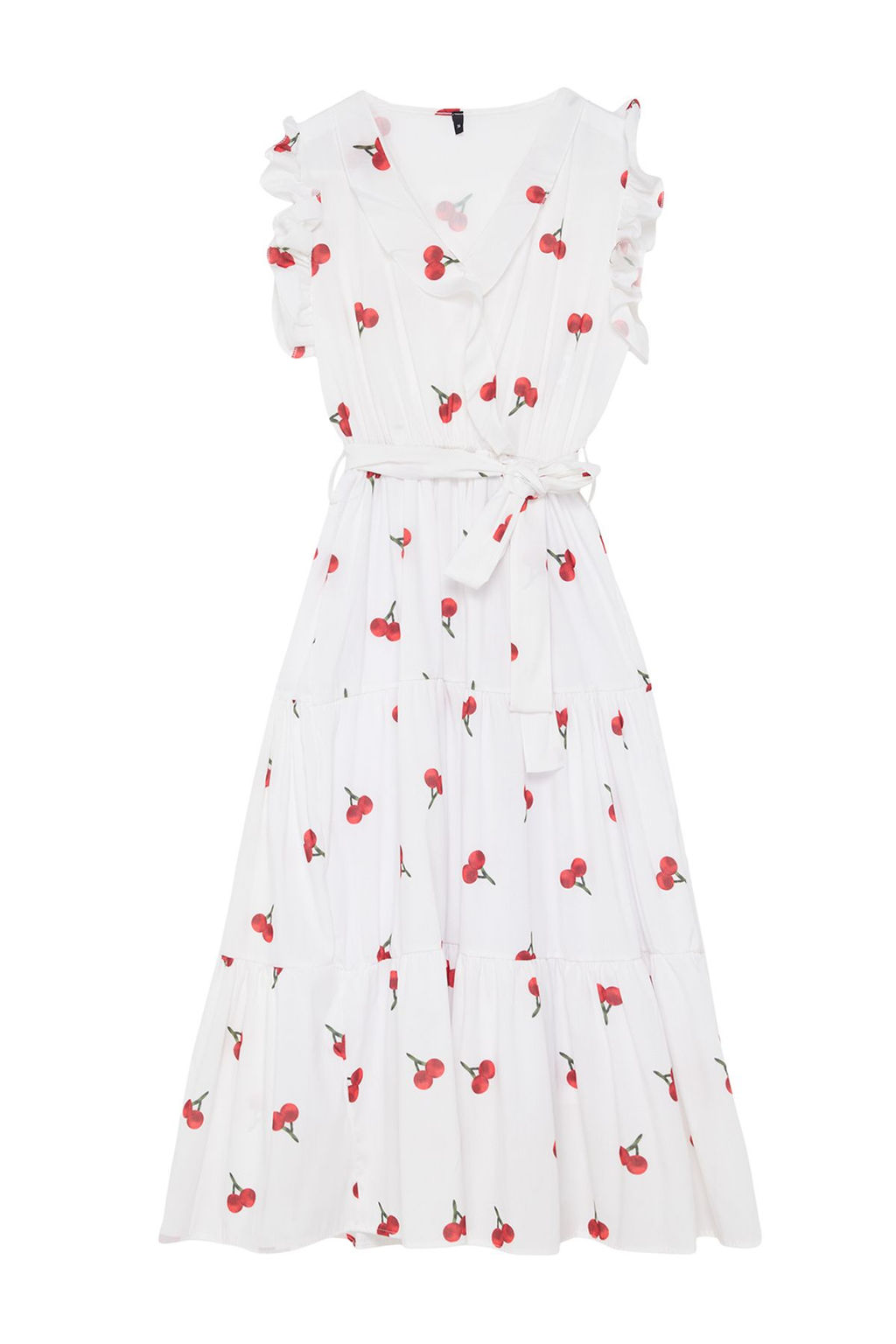 TRENDYOLMILLA Beyaz Kusakl? A Kesim Kruvaze Yaka Midi Dokuma Elbise TWOSS24EL00914  фото 14