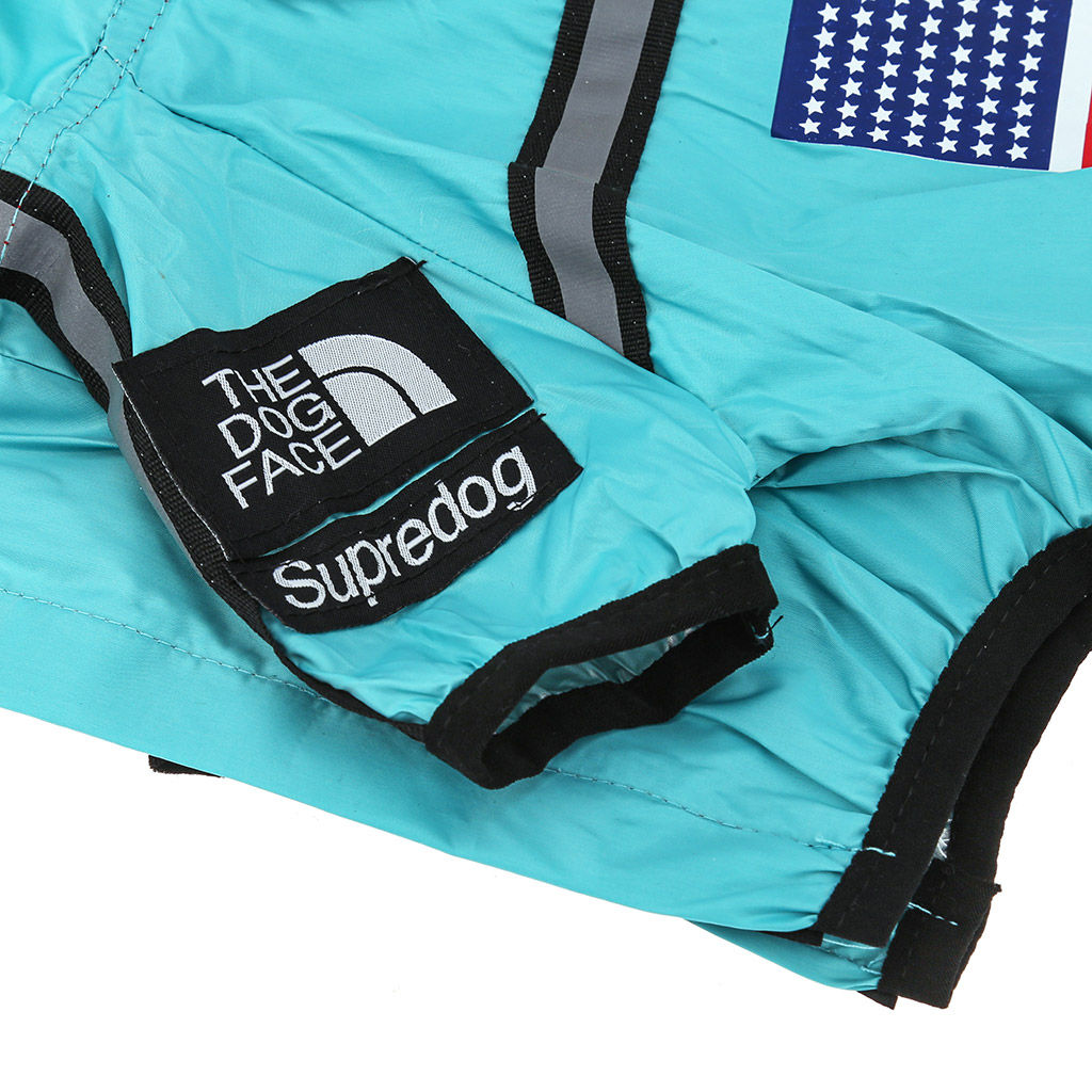 Пэт тойс (Pet toys) Одежда для собаки Комбинезон The dog face прозрачный ПВХ капюшон, с принтом, на липучке, светоотражающие полоски, р-р S, длина спинки 24см/обхват груди 46см/обхват шеи 32см, цвет-бирюзовый, плащевка (Китай) - Домашняя мода фото 5