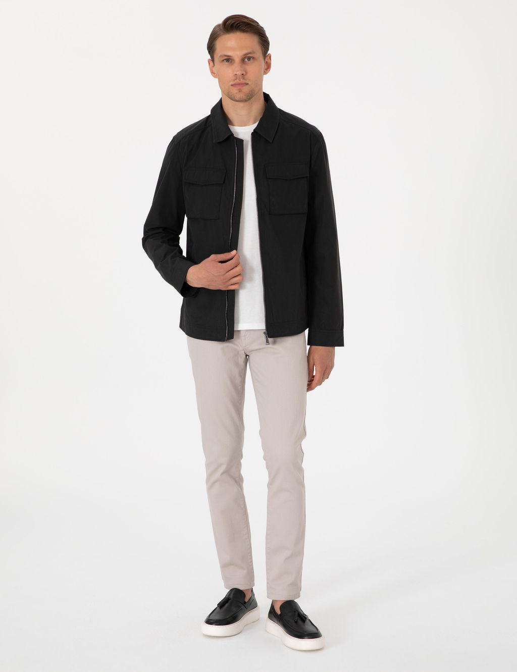 Siyah Rregular F_t Fermuarl_ _nce Ceket - Pierre cardin фото 4