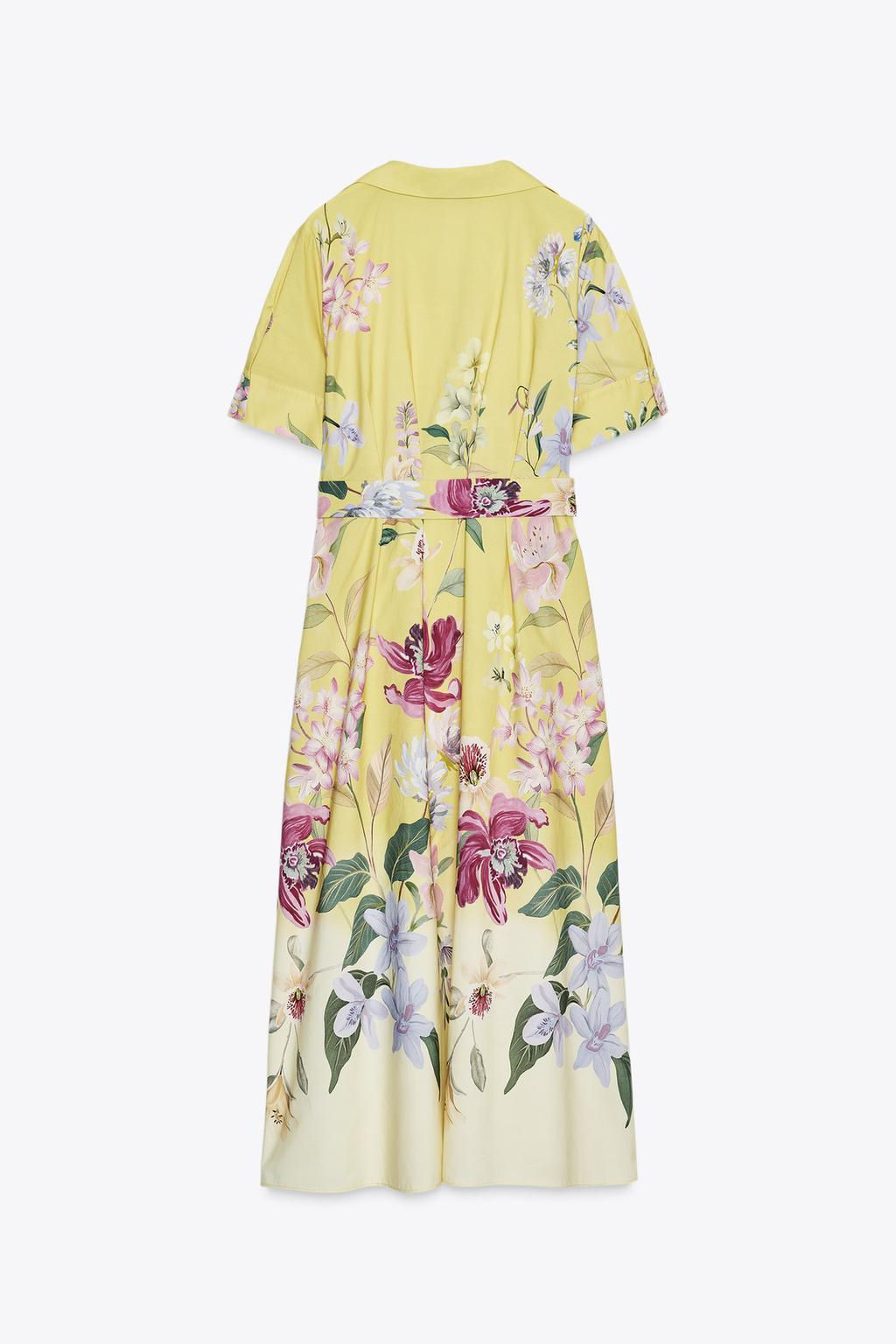 FLORAL PRINT MIDI DRESS WITH BELT - Zara фото 6