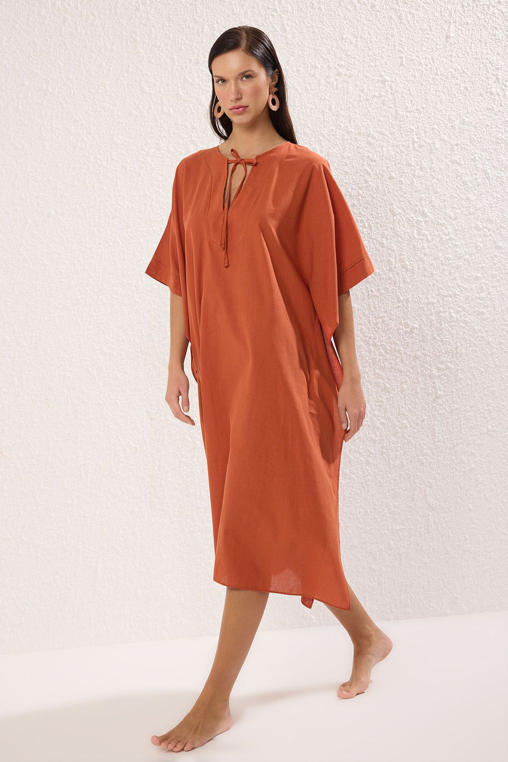 Kiremit Dokuma %100 Pamuk Maxi Plaj Elbise TBESS25EL00057 - Trendyolmilla фото 3