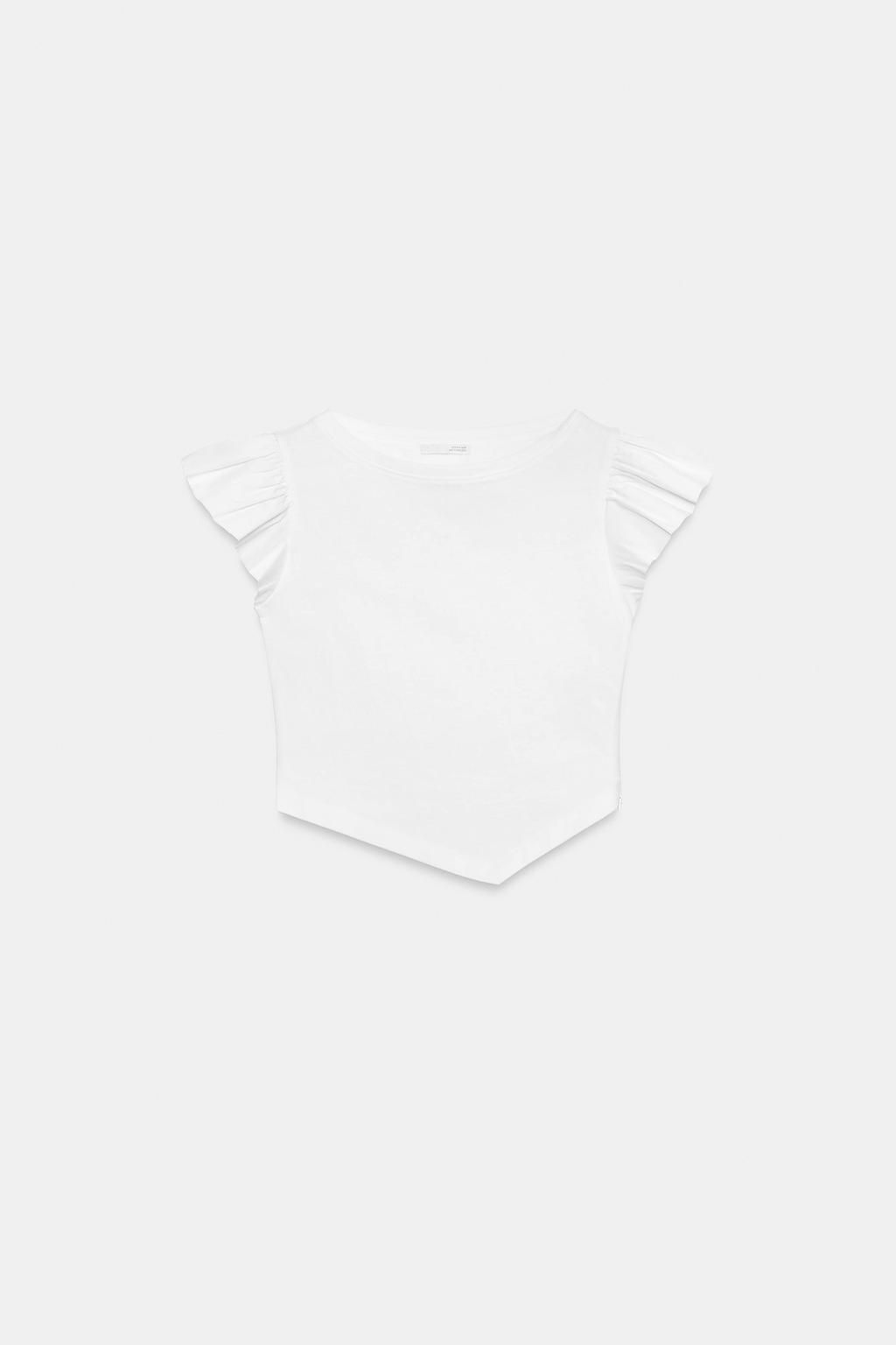 SHORT SLEEVE T-SHIRT WITH RUFFLES - Zara фото 4