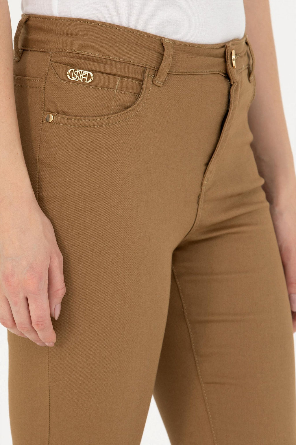 Женские брюки из плотной ткани светло-хаки - U.s. polo assn фото 12