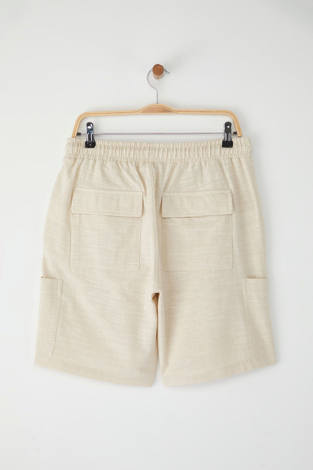 TRENDYOL MAN Ekru Kargo Cepli Keten Gorunumlu Pamuklu Sort & Bermuda TMNSS25SR00055 - Trendyolmilla фото 9