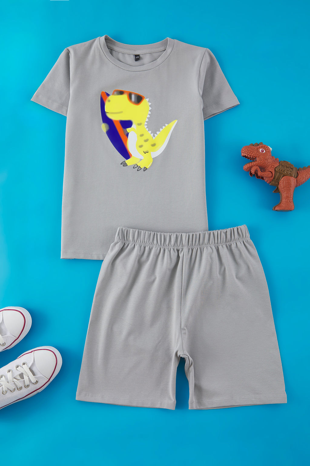 Mint-Mavi 4lu Erkek Cocuk %100 Pamuk Animal Bask?l? Pijama Tak?m? TKDSS25PT00018 - Trendyolmilla фото 4