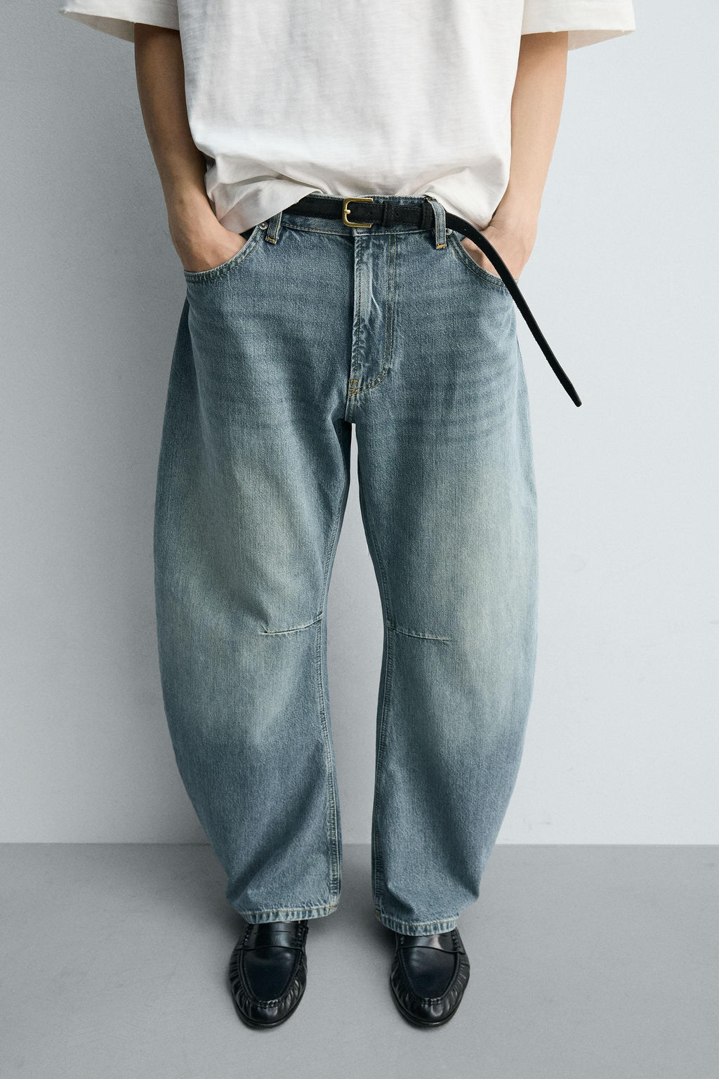 JEANS RELAXED BARREL FIT / Azul / Verde - Zara фото 9