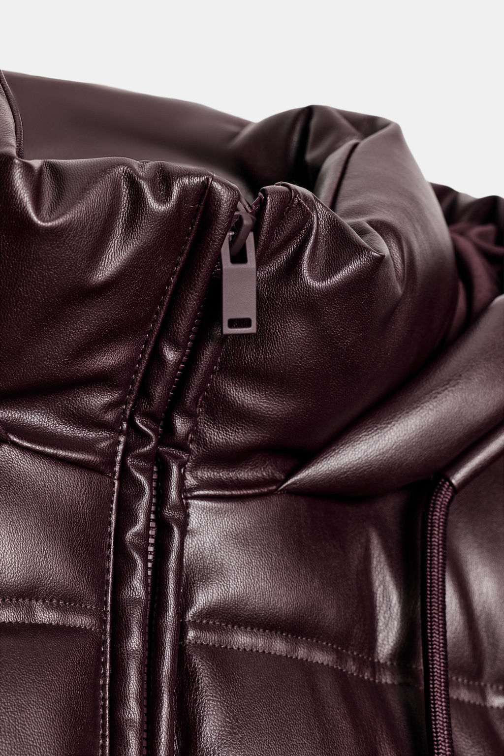 WATER-REPELLENT WINDPROOF QUILTED FAUX LEATHER ANORAK