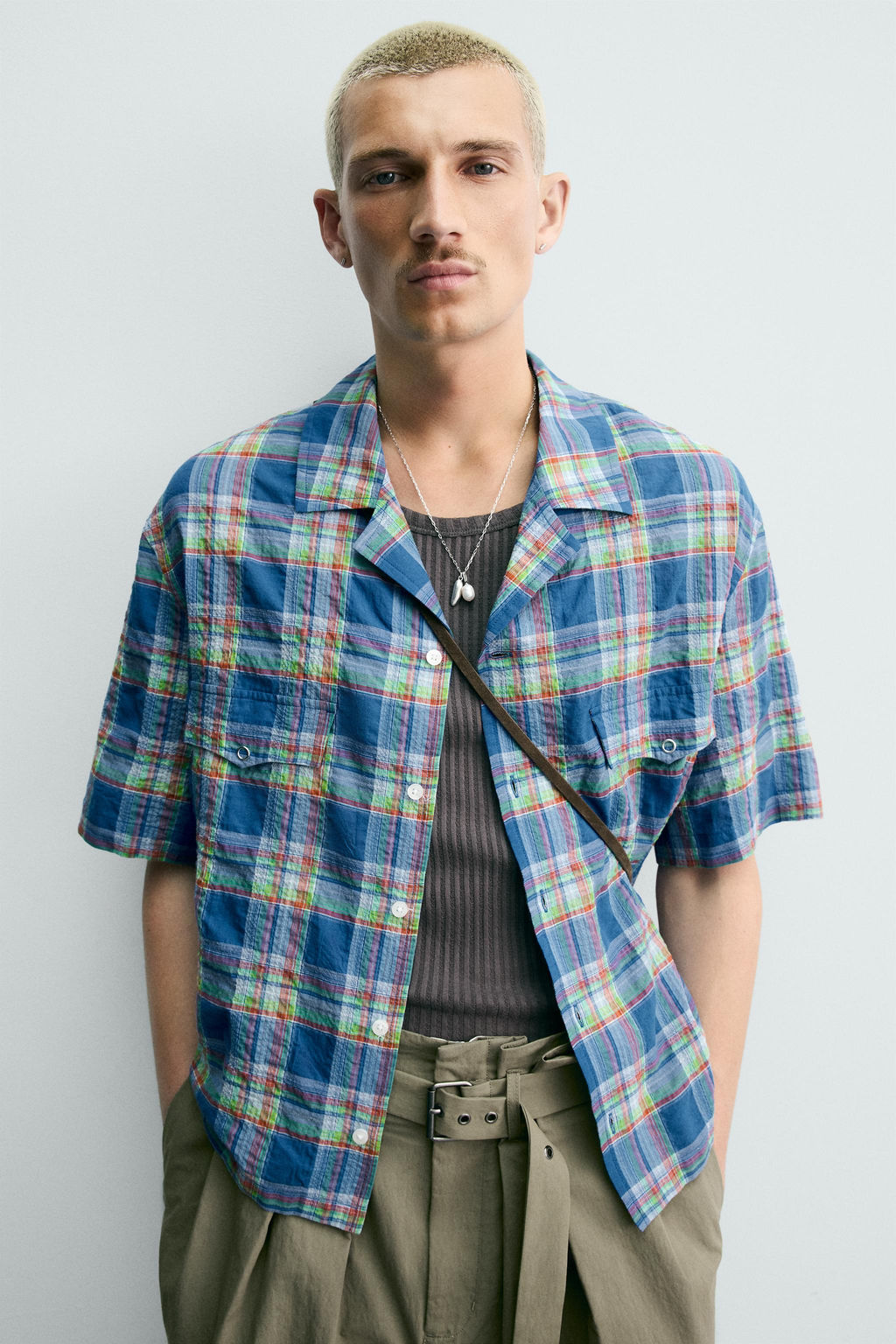 CAMISA RELAXED FIT CUADROS / Azul medio - Zara фото 5