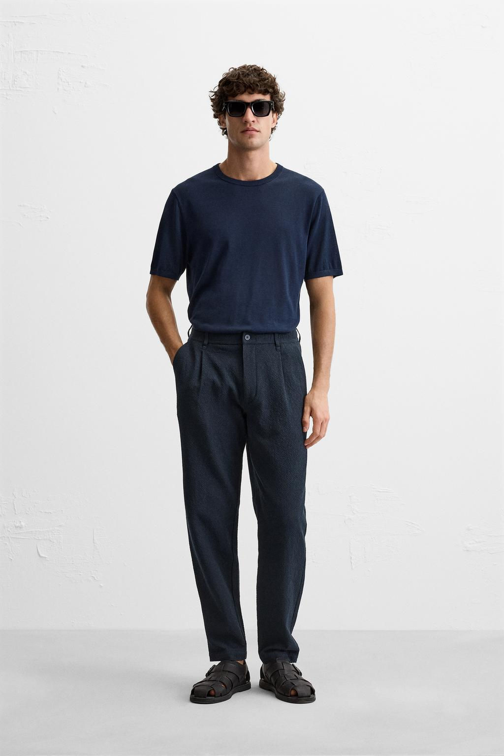TEXTURED PLEATED TROUSERS - Zara фото 28