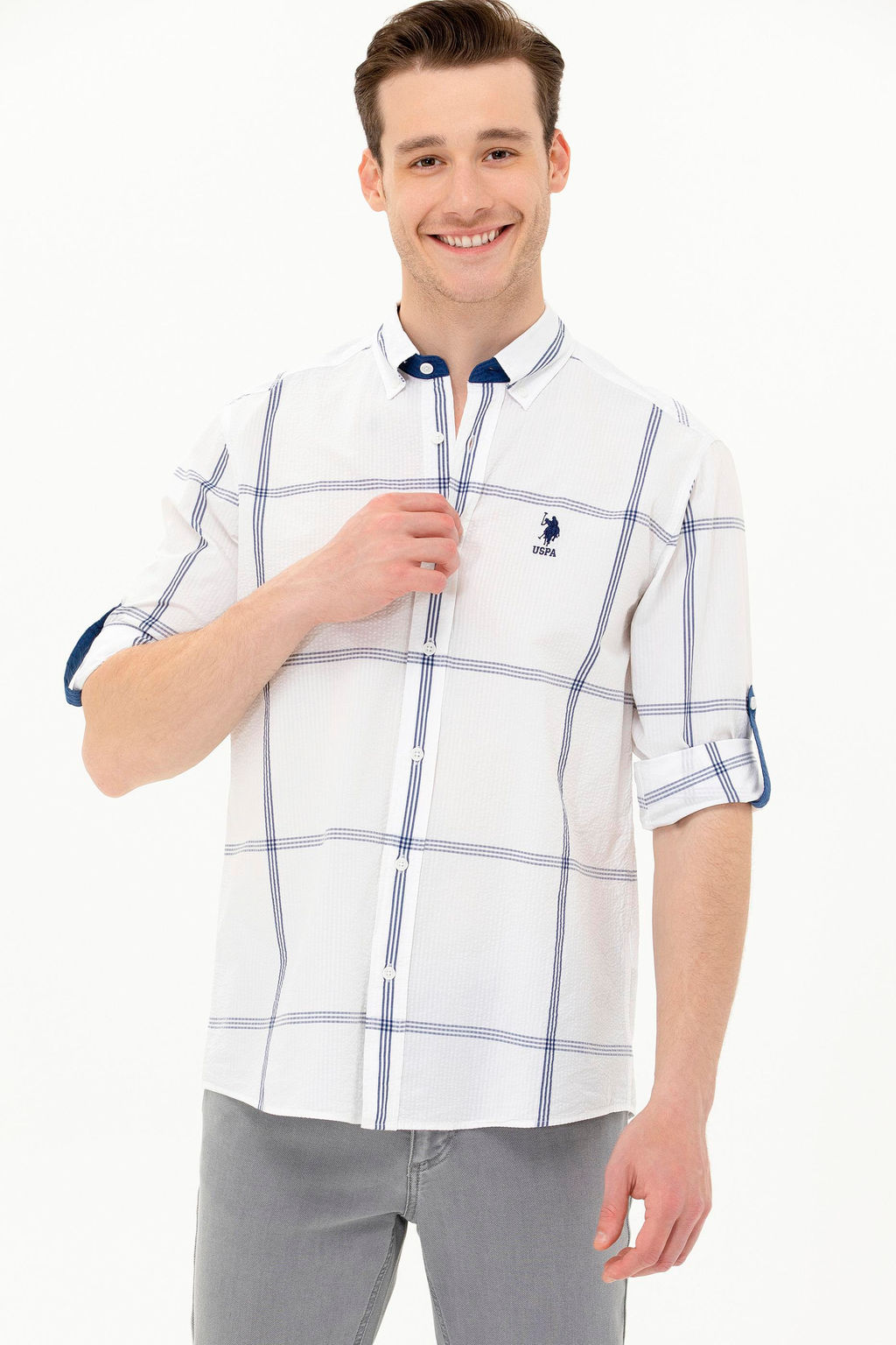 Мужская белая рубашка с длинным рукавом - U.s. polo assn фото 16