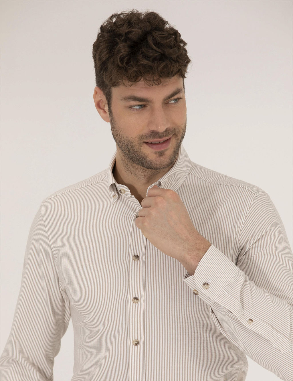 Bej Slim Fit Uzun Kollu G_mlek - Pierre cardin фото 3