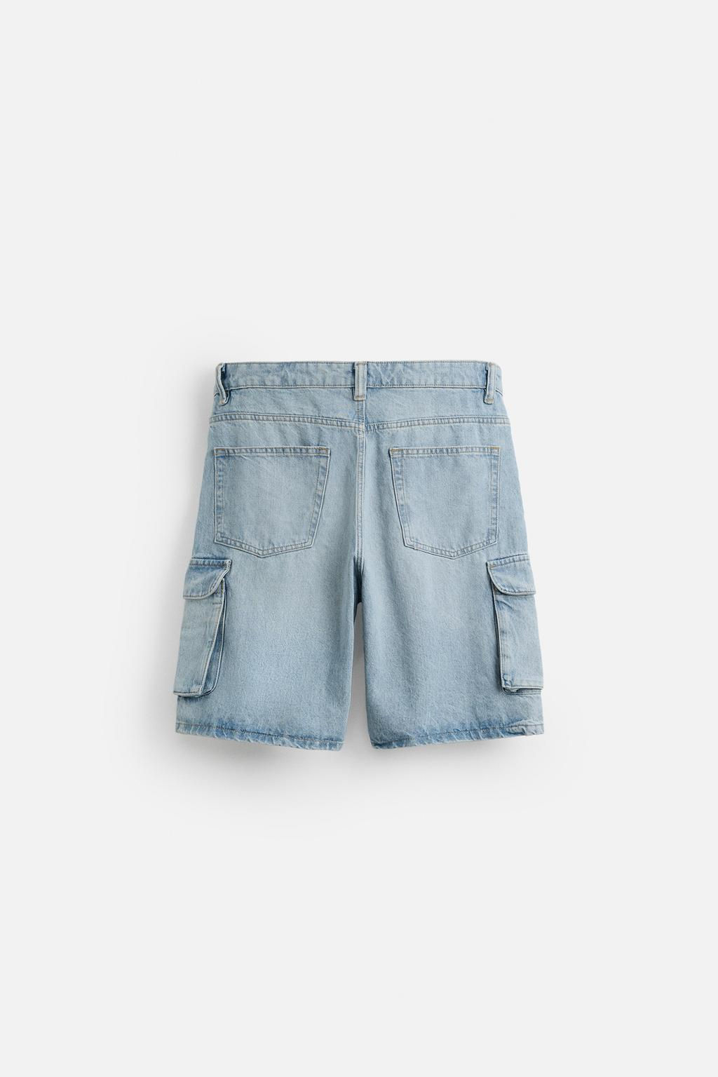 DENIM CARGO BERMUDA SHORTS - Zara фото 8