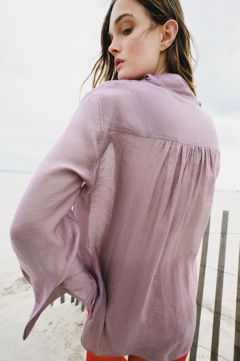 CAMISA PA?UELO ZW COLLECTION / Lila - Zara фото 3