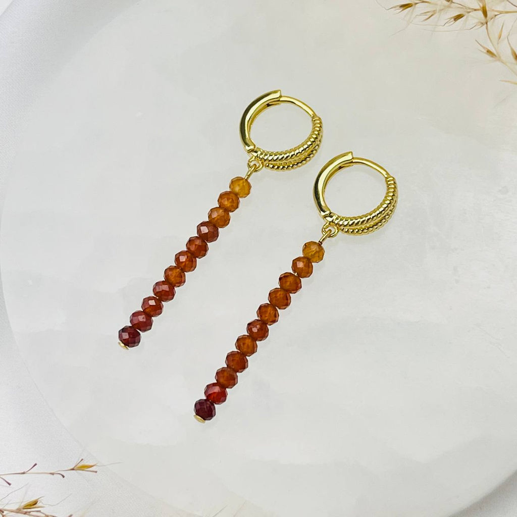 Серьги длинные из Граната Спессартин Градиент