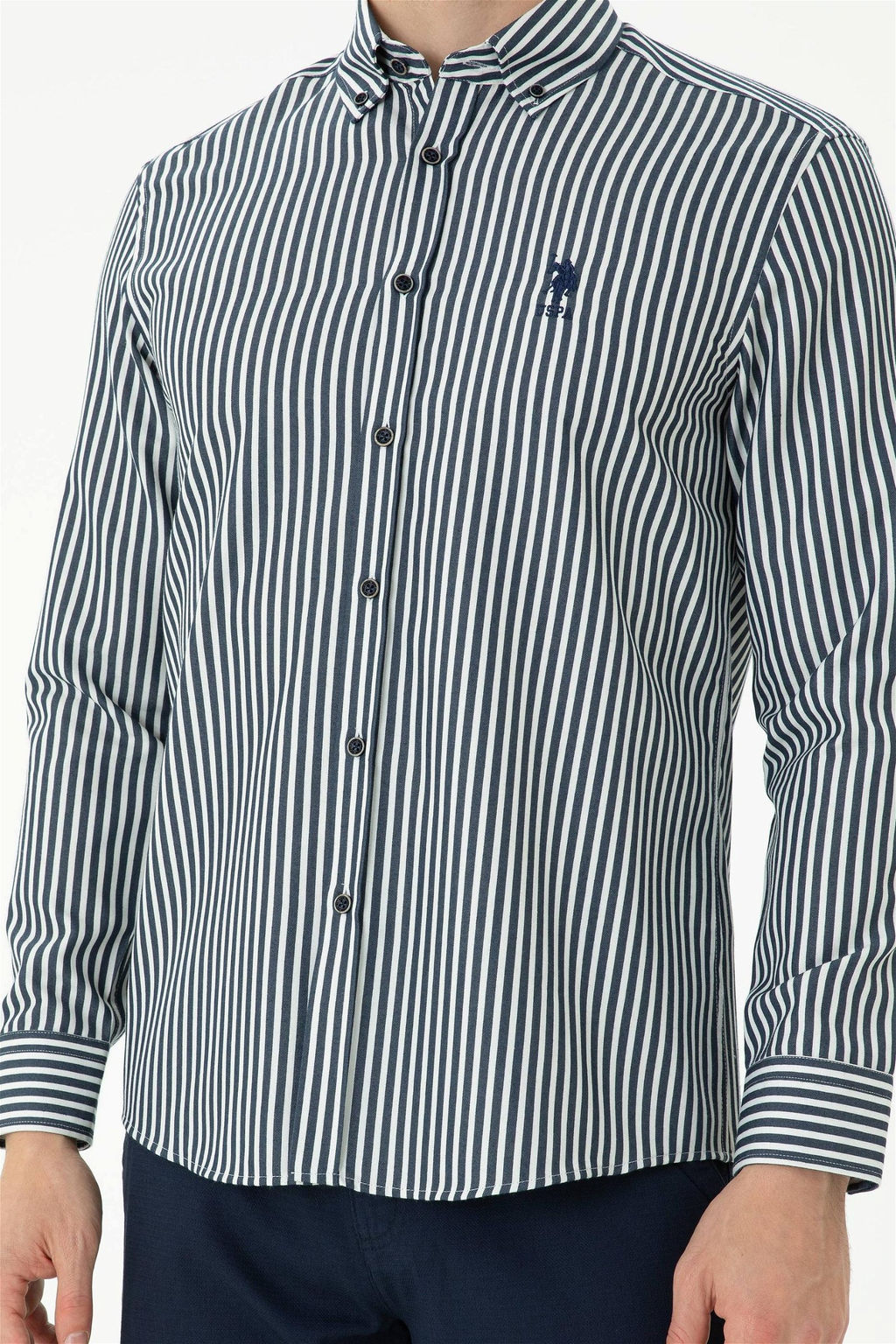 Мужская темно-синяя рубашка с длинным рукавом - U.s. polo assn фото 6