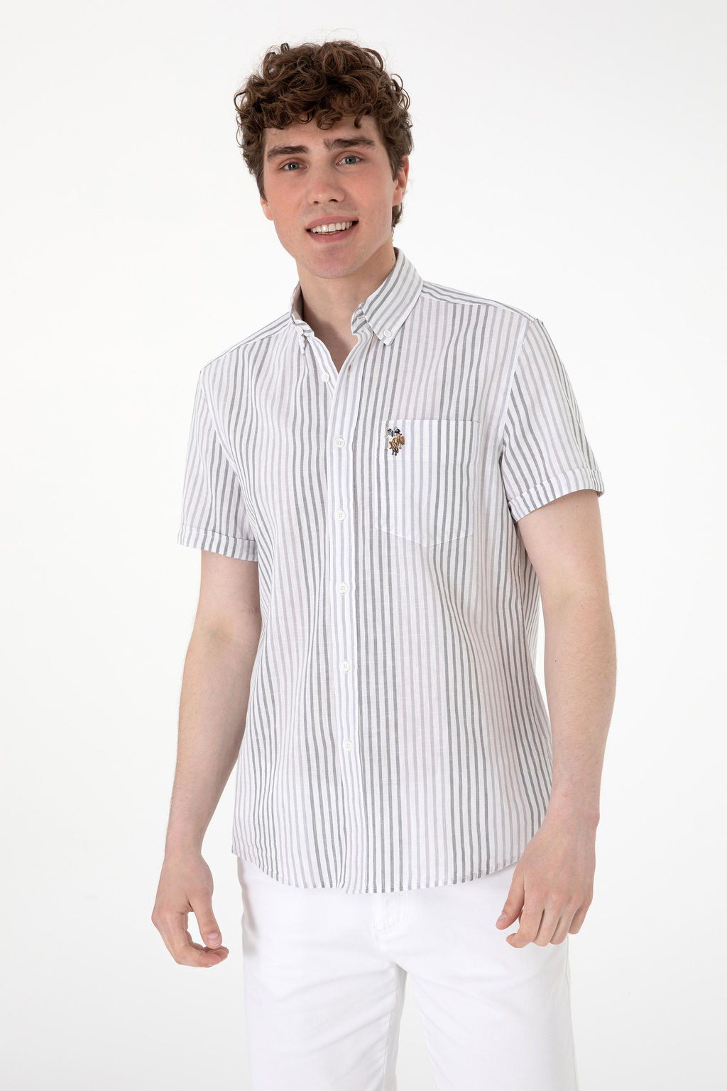 Erkek A__k Gri K_sa Kollu G_mlek Sepette S_rpriz _ndirim - U.s. polo assn фото 3