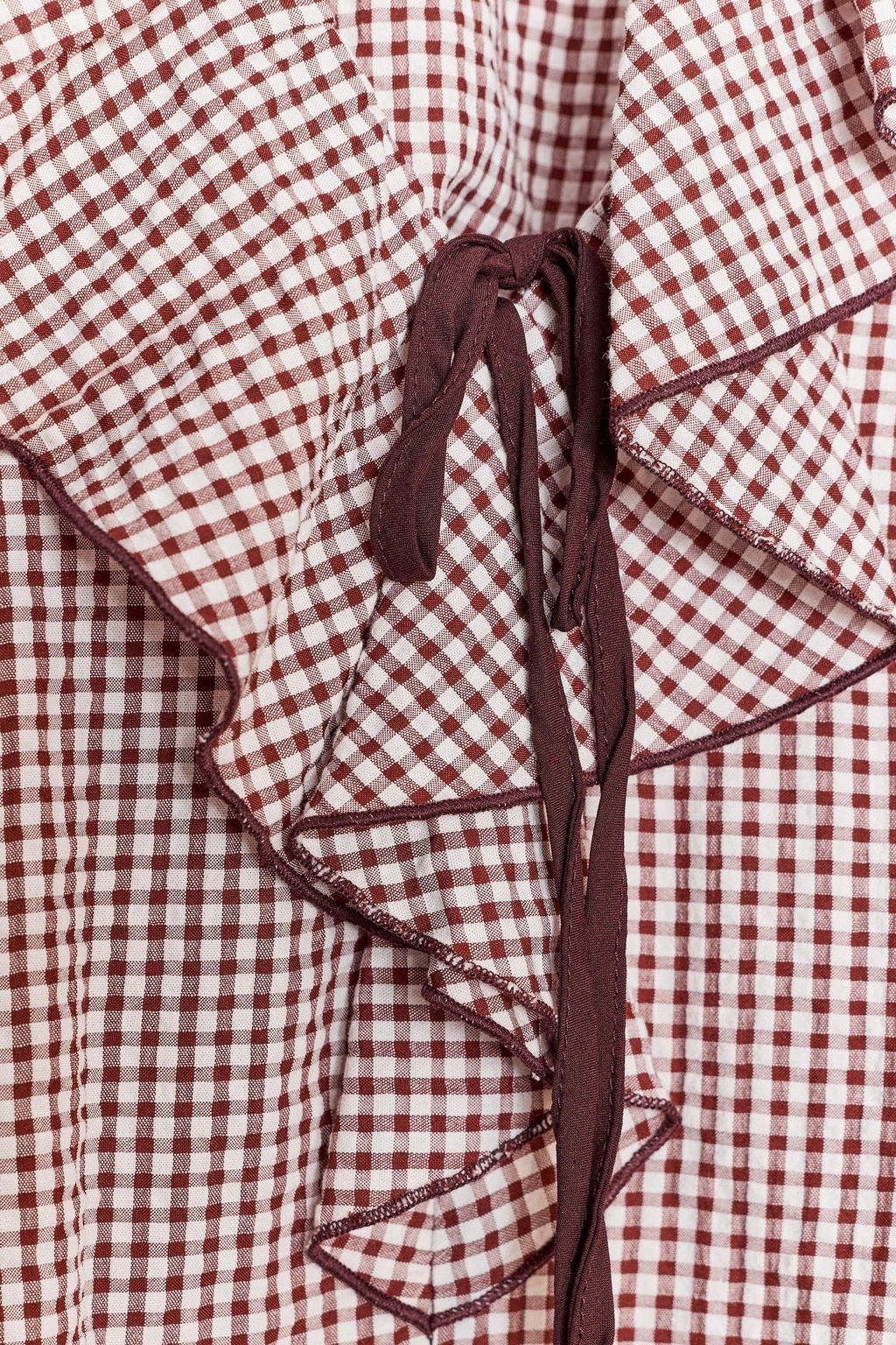 GINGHAM CHECK RUFFLED BLOUSE - Zara фото 6
