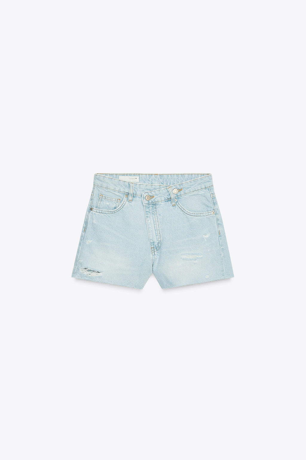HIGH-WAIST CROSSOVER WAIST MOM FIT TRF DENIM BERMUDA SHORTS - Zara фото 16