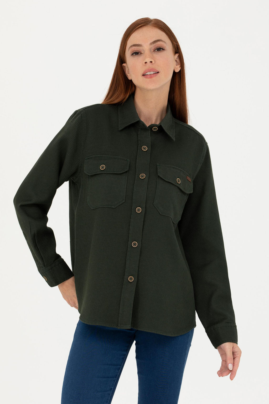 Женская рубашка цвета хаки с длинным рукавом - U.s. polo assn фото 15