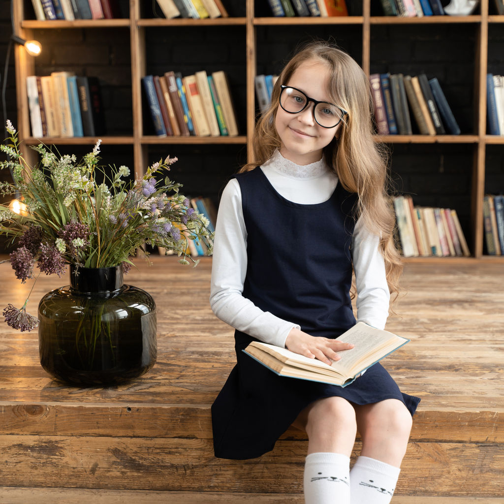 Сарафан детский школьный темно-синий 930 (146, 76)