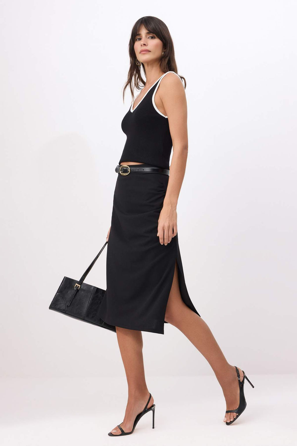 Pembe Duz Kalem Y?rtmacl? Normal Bel Midi Scuba Krep Orme Etek TWOSS26ET00150 - Trendyolmilla фото 5